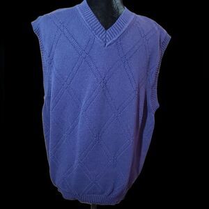 GEORGE & MARTHA V-Neck Sweater Vest Deep Navy sz XL